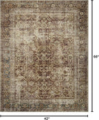 Loloi Magnolia Home by Joanna Gaines Sinclair Collection SIN-01 Rust/Lagoon 3'-6" x 5'-6", .25" Pile Height, Machine Washable, Accent Rug