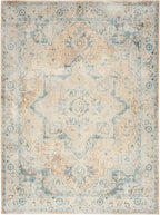 Nourison Home Astra Machine Washable Beige Blue 4' x 6' Area Rug - Easy Clean, Non Shedding, Bed Room, Living Room, Dining Room, Kitchen (4' x 6')