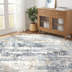 Round Rug Living Room Rugs: 10Ft Washable Circle Large Abstract Modern Soft Stain Resistant Non Slip Indoor Floor Carpet for Bedroom Nursery Office Dining Room Dorm Home House Decor- Light Blue