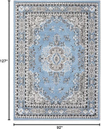 Home Dynamix Premium Sakarya Traditional Medallion Border Area Rug, Blue, 7'8"x10'7" Rectangle