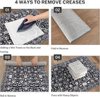 Vintage Floral 2x6 Runner Rug, Black and White Washable Kitchen Runner Rug Non-Slip Hallway Rug Runner Boho Thin Printed Faux Wool Super Soft Carpet for Entryway Bedroom Laundry Room Indoor