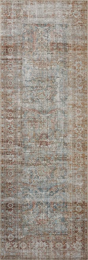 Loloi Chris Loves Julia Jules Collection JUL-05 Lagoon/Brick 2'-0'' x 5'-0'', .13" Pile Height, Accent Rug