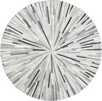 Faux Cowhide Round Area Rug | Non-Slip Leather Floor Carpet for Living Room, Bedroom, and Home Décor | Modern Stylish Accent Rug(Grey_6x6)