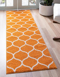Rugs.com Lattice Frieze Collection Rug – 2' x 8' 8 Runner Orange Medium Rug Perfect for Living Rooms, Large Dining Rooms, Open Floorplans