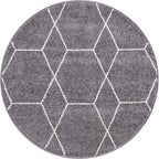 Unique Loom Trellis Frieze Collection Area Rug - Geometric (3' Round, Dark Gray/ Ivory)