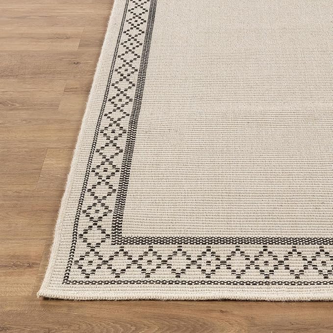 Easy Jute Rugs 2x7 Frame Bone Color Living Room Indoor Outdoor Runner Rug for Patio and Kitchen Rug High Traffic Washable Easy to Clean Solid Boho Woven Design Carpet (2 x 7)