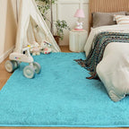 Andency Blue Soft Area Rugs for Living Room Bedroom, 4x6 Fluffy Shaggy Bedside Rug, Non-Slip Large Shag Fuzzy Plush Carpets for Bedroom Kids Dorm Nursery Home Decor Aesthetic