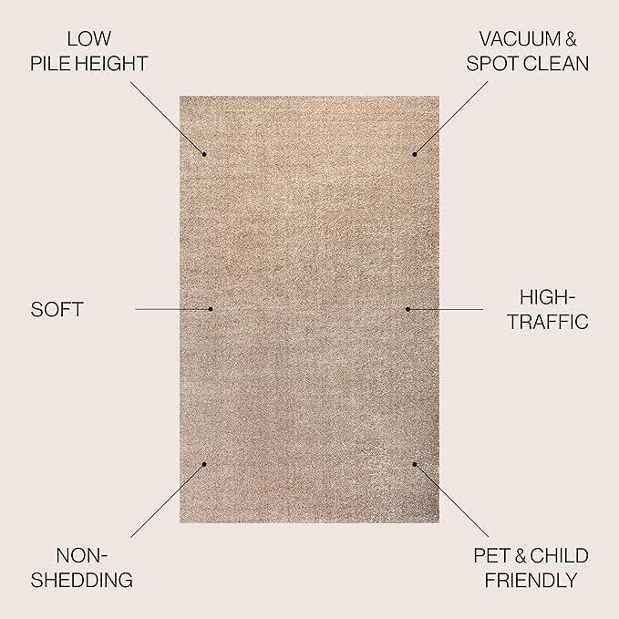 JONATHAN Y Haze Solid Low-Pile Beige 9x9 Square Indoor Area Rug, Coastal,Bohemian,Minimalist,Classic, Easy-Cleaning for Living Room,Bedroom,Kitchen,Pet Friendly,Non-Shedding (SEU100G-9SQ)