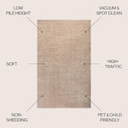 JONATHAN Y Haze Solid Low-Pile Beige Indoor Area Rug 4x6, Coastal,Bohemian,Minimalist,Classic, Easy-Cleaning for Living Room,Bedroom,Kitchen,Pet Friendly,Non-Shedding (SEU100G-4)