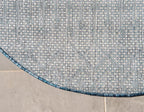 Unique Loom Outdoor Trellis Collection Area Rug - Tribal Trellis (3' 1" Round, Blue/ Ivory)