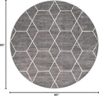 Unique Loom Trellis Frieze Collection Area Rug - Geometric (7' Round, Dark Gray/ Ivory)