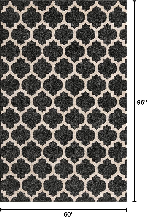 Rugs.com Lattice Collection Rug – 5' x 8' Black Medium Rug Perfect for Bedrooms, Dining Rooms, Living Rooms