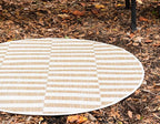 Unique Loom Outdoor Striped Collection Area Rug - Striped (4' 1" Round, Taupe/Ivory)