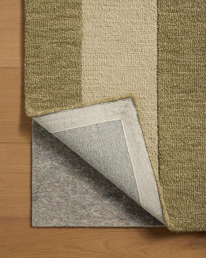 Loloi Leanne Ford Craven Collection CVN-01 Light Olive/Oatmeal 3'-6" x 5'-6" Accent Rug Geometrical, Patterned, Neutral, Entryway, Mudroom, Bathroom, and Kitchen