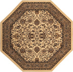 Unique Loom Sialk Hill Collection Area Rug - Washington (7' 10" Octagon Ivory/Black)