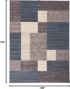 Rugshop Contemporary Blue Geometric Boxes Non-Slip Area Rug Non-Shedding for Living Room, Dining Room and Office, 9' x 12'