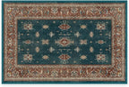 RUGGABLE Washable Vintage Area Rug – Verena Teal Blue 2x3, Stain-Resistant, Non-Slip – Small Machine Washable Rugs for Living Room, Bedroom, Hallway, Entryway & Bathroom–with Standard Pad