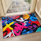 Geometric Rug - 4x6 Rug, Colorful Abstract Pop Art Area Rugs, Retro Funky Art Low Pile Stain Resistant Floor Carpets House Decor #C070