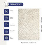Abani Terra Cream Area Rug for Living Room, Bedroom - Rustic Modern Pattern - 5' x 8' - Durable & Easy to Clean