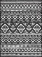 Beverly Rug Waikiki Boho Indoor Outdoor Rug 8x10, Washable Outside Carpet for Patio, Deck, Porch, Bohemian Area Rug, Farmhouse Rugs, Aztec Tribal Rug, Black and White