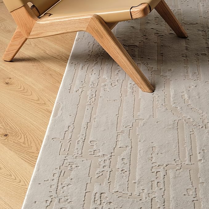 Revival Rugs Ebb 5'3"x8' Washable Area Rug for Living Room Bedroom - 100% Recycled Oeko-TEX Certified, Medium Pile, Taupe