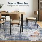 Area Rug Living Room Rugs: 5x7 Washable Large Abstract Modern Soft Stain Resistant Indoor Floor Non Slip Accent Carpet for Bedroom Nursery Playroom Dining Room Office Dorm Home House- Navy Grey