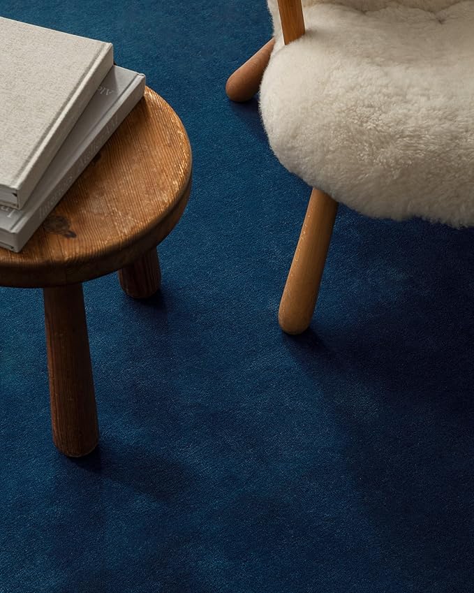 Hand-Tufted Wool Rectangle Area Rug – Soft Premium Wool Carpet for Living Room, Bedroom & Home Décor – 10X13 ft| Deep Blue – Durable, Non-Slip Backing, Handcrafted Rug