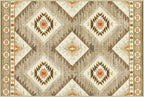 Area Rug 4x6 Rug Machine Washable Non-Slip Low Pile Print Pattern Western Rug for Living Room Bedroom Entryway Tribal Series -Cream/Camel