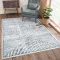 Bloom Rugs Caria Washable Non-Slip 5x7 Rug - Ivory/Black Striped Area Rug for Living Room, Bedroom, Dining Room, and Kitchen - Exact Size: 5' x 7'