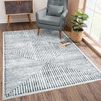 Bloom Rugs Caria Washable Non-Slip 5x7 Rug - Ivory/Black Striped Area Rug for Living Room, Bedroom, Dining Room, and Kitchen - Exact Size: 5' x 7'