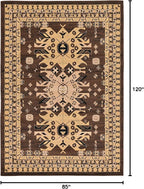 Unique Loom Taftan Collection Border Geometric Tribal Inspired Design Area Rug (7' 0 x 10' 0 Rectangular, Brown/ Tan)