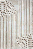 Abani Glam Collection Area Rug - Beige/Cream Modern Abstract Design - 5' x 7' - for Living Room, Bedroom & Office