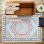 Oushak Rug, Turkish Vintage Floral Pastel Large Oversized Area Rugs for Living Room Dining Bedroom Kitchen Bathroom Nursery Runner Rugs (856GP, 2' x 3')
