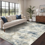 Bavni 6x9 Area Rugs Machine Washable Rug for Living Room, Modern Printed Rug Indoor Soft Area Rug for Bedroom Dining Room, Ultra-Thin Low Pile Carpet with Non Slip Rubber Backing, Gray Beige Blue