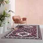 Fame Living Faded Oushak Rug, Turkish Vintage Floral Pastel Large Oversized Area Rugs for Living Room Dining Bedroom Kitchen Bathroom Nursery (848CrNv, 2' x 3')