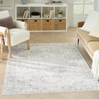 Nourison Home Astra Machine Washable Grey 6'7" x 9' Area Rug - Easy Clean, Non Shedding, Bed Room, Living Room, Dining Room, Kitchen (7' x 9')