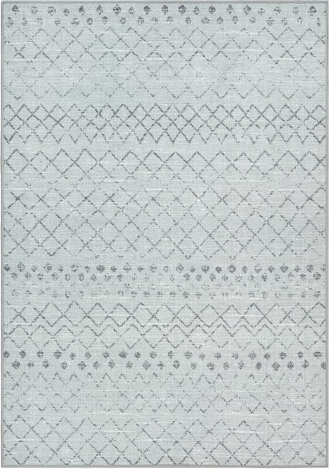 GLN Rugs Contemporary Collection - Machine Washable Area Rug, Contemporary Washable, Non Slip, Low Pile Chenille Rug, Living Room, Bedroom, Kitchen Rug (9' x 12' Gray 0166)