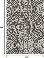 Dash & Albert Temple Charcoal Hand Micro Hooked Wool Rug, 8.5 X 11.5 Feet, Grey Geometric Pattern