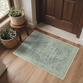Area Rug 2x3 Doormat, Machine Washable Low Pile Vintage Rugs, Small Lightweight Rug Entryway Indoor Mat for Entrance, Hallway, Kitchen and Corridor, Green