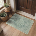 Area Rug 2x3 Doormat, Machine Washable Low Pile Vintage Rugs, Small Lightweight Rug Entryway Indoor Mat for Entrance, Hallway, Kitchen and Corridor, Green