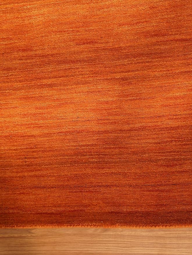 Rugsotic Carpets Hand Knotted Gabbeh Wool 9'x12' Area Rug Solid Orange L00111