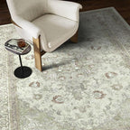 vivorug 3x5 Rug, Small Area Rug for Living Room, Bedroom, Kitchen, Machine Washable Non-Slip Throw Rug, Vintage Floral Carpet for Entryway Nursery Coffee Table - Durable (Sage Green)