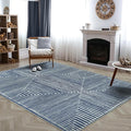 Bloom Rugs Washable Non-Slip 9' x 12' Rug - Blue Striped Area Rug for Living Room, Bedroom, Dining Room, and Kitchen - Exact Size: 9' x 12'