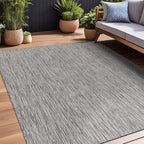 Beverly Rug Indoor Outdoor Rug 5x7, Washable Outside Carpet for Patio, Deck, Porch, Solid Modern Area Rug, Water Resistant, Silver Gray