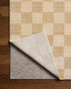 Loloi Chris Loves Julia Calvin Collection CLV-01 Wheat/Ivory 9'-6" x 12'-6" Area Rug Checkered Neutral Soft Living Room Bedroom Carpet