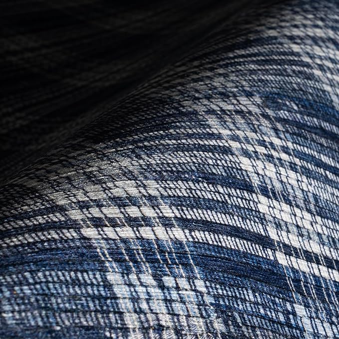 Dash & Albert Denim Plaid Blue Machine Washable Rug, 8.5 X 11.5 Feet, Blue/White Plaid Pattern