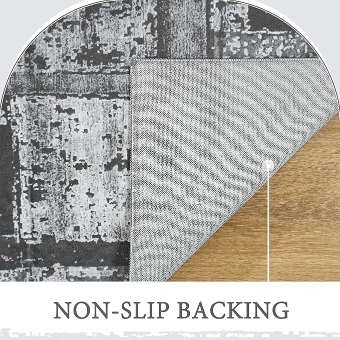 LOCHAS Rug for Living Room, Washable Soft Area Rugs for Bedroom 5x8, Abstract Carpet for Indoor Office Kids Dining Room Nursery Floor, Grey Geometric Vintage Home Decor, Non Slip, Pet Child Friendly