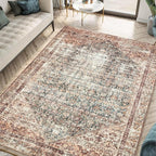 Keen Home Design 6x9 Rug - Machine Washable Area Rug with Non-Slip Backing, Ideal for Living Room, Dining Room, Bedroom - Vintage, Easy Clean, Durable, Low Pile - (6' x 9')