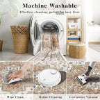 3x5 Vintage Area Rugs for Indoor Entrance Stain Resistant Washable Entryway Rug Ultra Soft Low Pile Lightweight Carpet Faux Wool Rugs for Living Room Bedroom Playroom Home Office