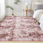 Andency Area Rugs 9x12 for Living Room Home Decor, Large Shaggy Bedroom Carpet, Non-Slip Big Shag Indoor Thick Soft Fluffy Furry Fur Area Rugs for Kids Dorm Nursery Aesthetic, Tie-Dyed Dusty Pink